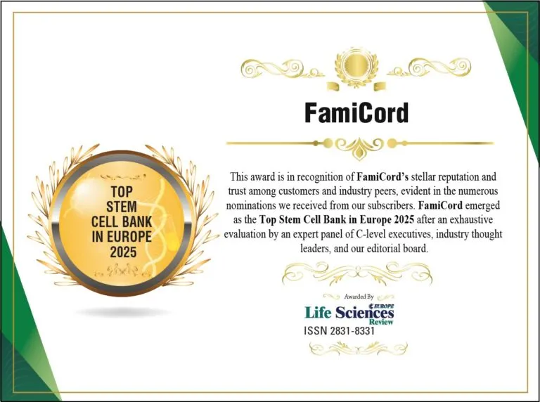 FamiCord Group Named Europe’s Leading Stem Cell Bank by Life Sciences Review